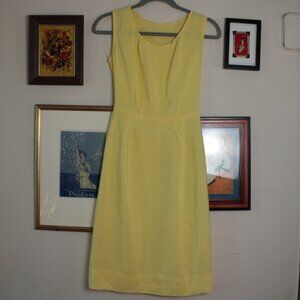 Vintage 60s Soft Yellow Sheath Dress XS